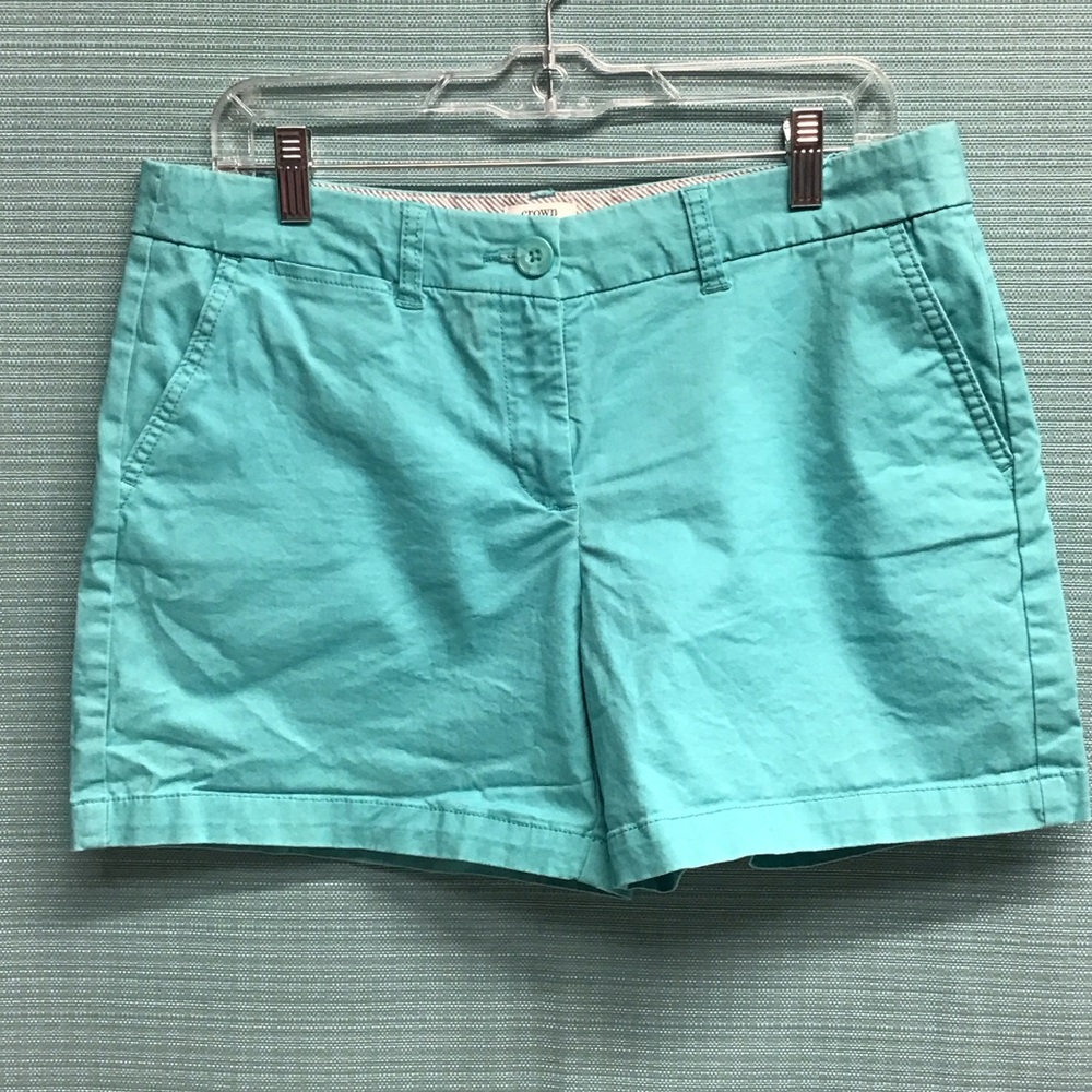 crown & ivy Aqua Cotton Casual Shorts